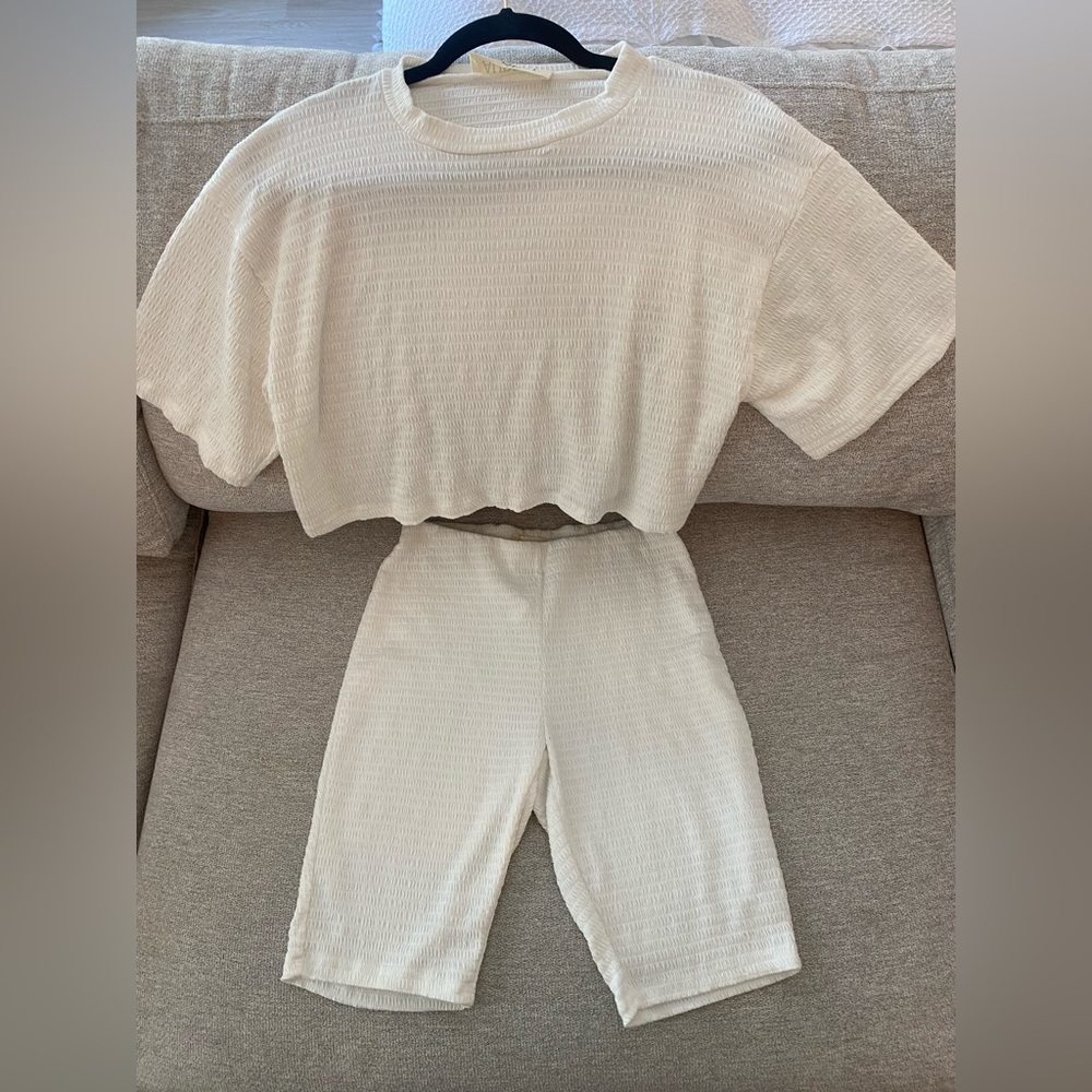 White shirt and biker short set
